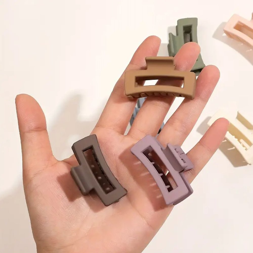 4 Mini Claw Clips (Purple, Green, Black, Tan)